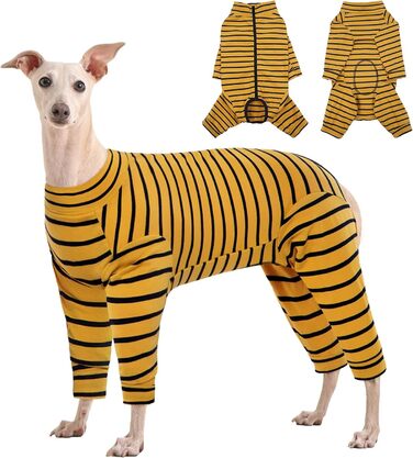 Піжама для собак після операції Kuoser, захисний боді для собак після кастрації, боді для собак з ніжками, піжама для маленьких та середніх собак, зелений колір (XL, жовтий)