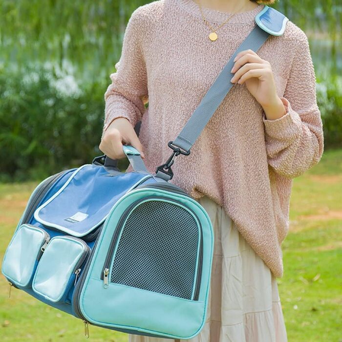 Складана переносна переносна коробка для собак та котів 45x28x28 см сірого кольору