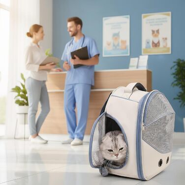 Транспортна сумка для собак | Сумка-переноска з регульованими ремінцями, для цуценят - для подорожей, піших прогулянок, авто, відпочинку на природі, громадського транспорту, подорожей та кроликів (блакитна)