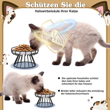 Набір мисок для котів з кераміки з металевим підставкою (2 шт.) - підняті миски для годування котів, неслизькі миски, сучасний дизайн