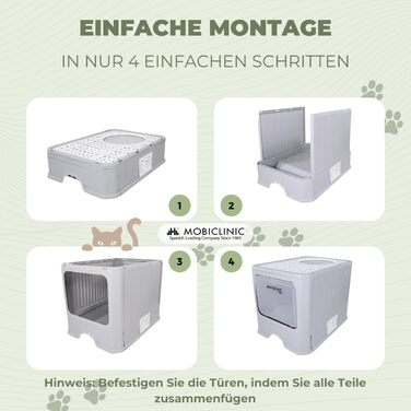 Туалет для котів Mobiclinic з кришкою та лопаткою, подвійний вхід, знімний, сучасний дизайн