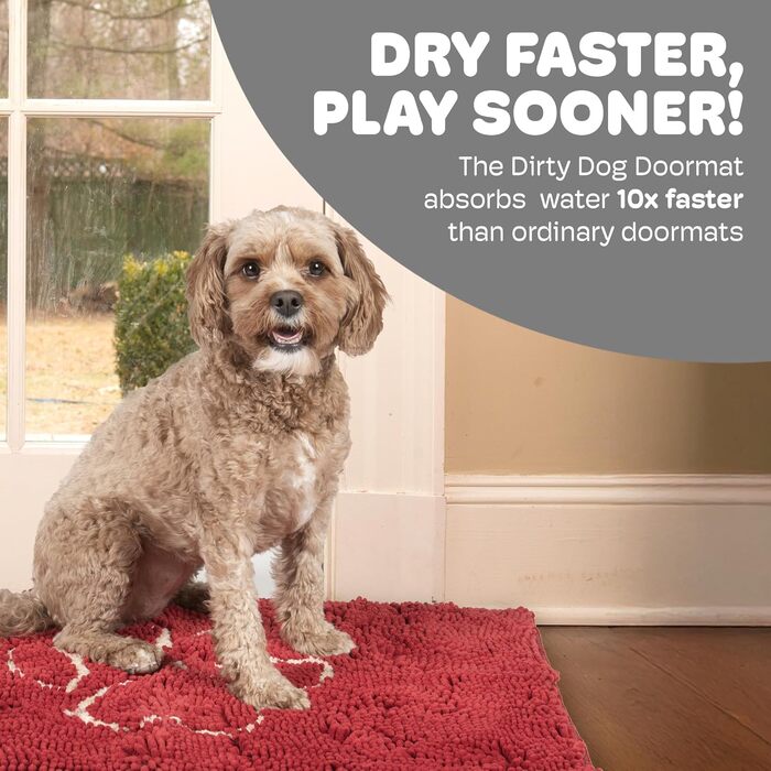 Килимок для собак Dog Gone Smart Dirty Dog: швидковисихаючий, з антиковзким покриттям, для чистого підлого – надзвичайно поглинаючий, придатний для прання, каштанового кольору, 51 x 79 см