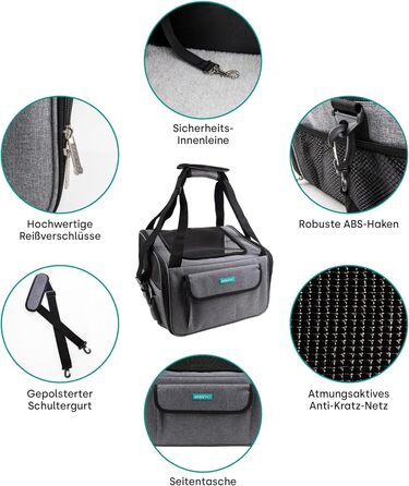 Транспортна сумка для собак та котів Emmi-Pet, складана та портативна переноска до 9 кг, з оксфордської тканини, водонепроникна сумка для собак та котів для автомобіля, поїздів та подорожей, Travel Bag 41,5 x 32 x 30 см