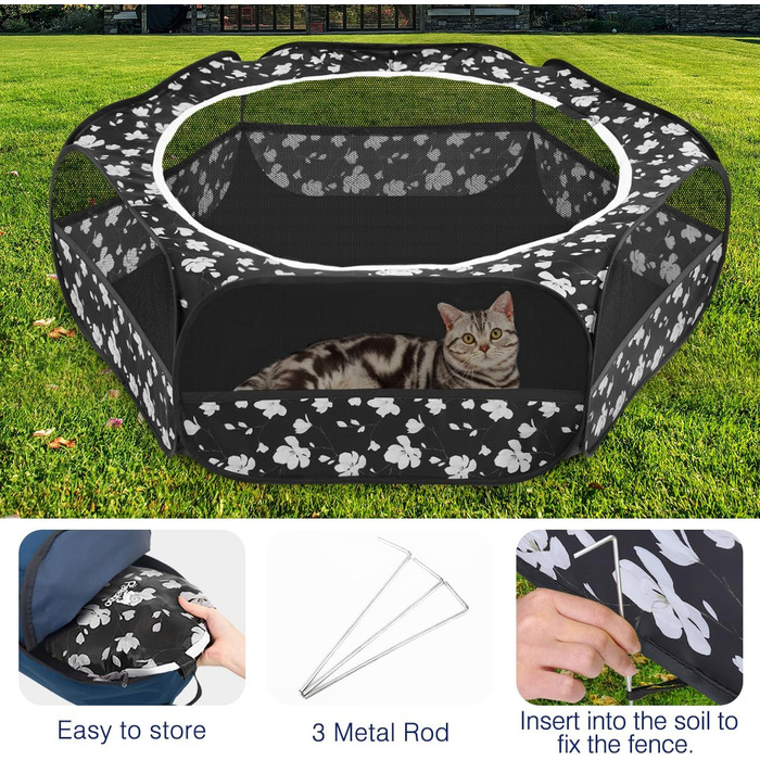 Pawaboo: вольєр для дрібних тварин, водяний, складаний, для кроликів, курей, кошенят, цуценят, хом'яків. З сіткою, блискавкою та нейлоновим дном (Magnolie)