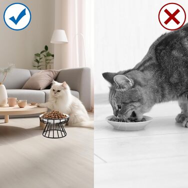Набір мисок для котів VIDETOL (3 шт.) з підняттям, керамічні миски для корму з металевим підставкою та нековзною підкладкою, підходять для котів та собак
