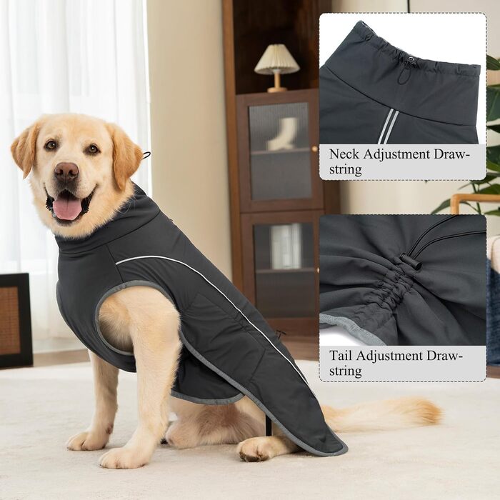 Теплий водонепроникний зимовий пуловер для собак: флісова куртка з блискавкою та світловідбиваючими елементами (сірий)