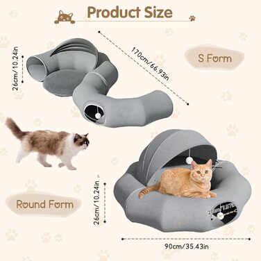 Туннель-лежанка для котів Teeloray Road, сірий, діаметр 90 см - іграшка-лежанка для котів, тунель-схованка
