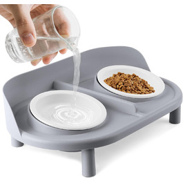 Набір мисок для котів та маленьких собак Bartuke Katzennapf Erhöht: годівниця, миска для їжі та вода (сірий)