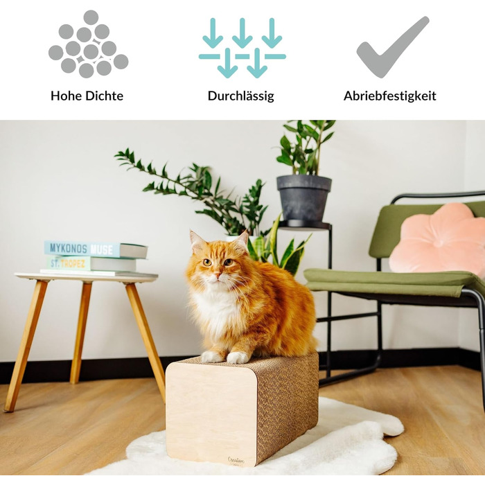 Кігтеточка для котів з гофрокартону | Міцна, велика, 2-в-1 (кігтеточка + будиночок) | 37 x 21,5 x 21,5 см