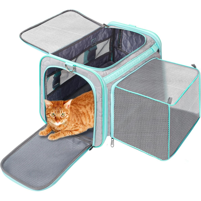 Транспортна переноска для кота Transportbox Katze, складана, розширювана, м'яка переноска для безпеки та комфорту, водонепроникна сумка-переноска для котів до 6.8 кг