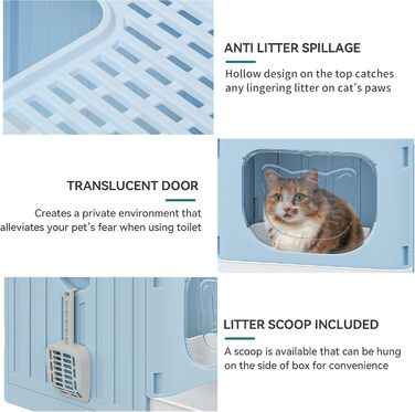 Котячий туалет з кришкою YITAHOME синій