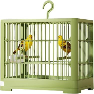 Клітка для птахів Vogel Reisekäfig | Транспортна переноска для птахів з висувною шухлядою, іграшками, складаний вольєр для папуг та синиць, зелена, 32 x 25 x 13 см
