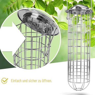 Підставка для синичників Wildtier Herz з нержавіючої сталі - годівниця для 4 синичників, стійка до погодних умов та довговічна, гігієнічна годівниця для цілорічного годування птахів - 38x10 см, срібна