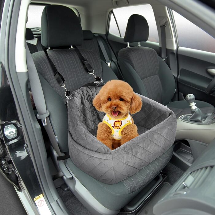 Автомобільний лежак для собак на заднє сидіння, 50x52x28 см, сірий. Лежак для собак у машину з кріпленнями, водовідштовхуючий, для маленьких та середніх порід