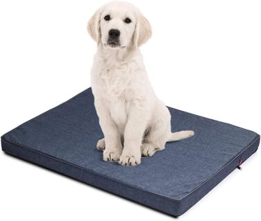 Матрац для собак | 100 x 75 x 6 см | Собаче ліжко, подушка, матрац для великих та маленьких собак | Codura, зручний, стильний, можна прати | Колір: блакитний