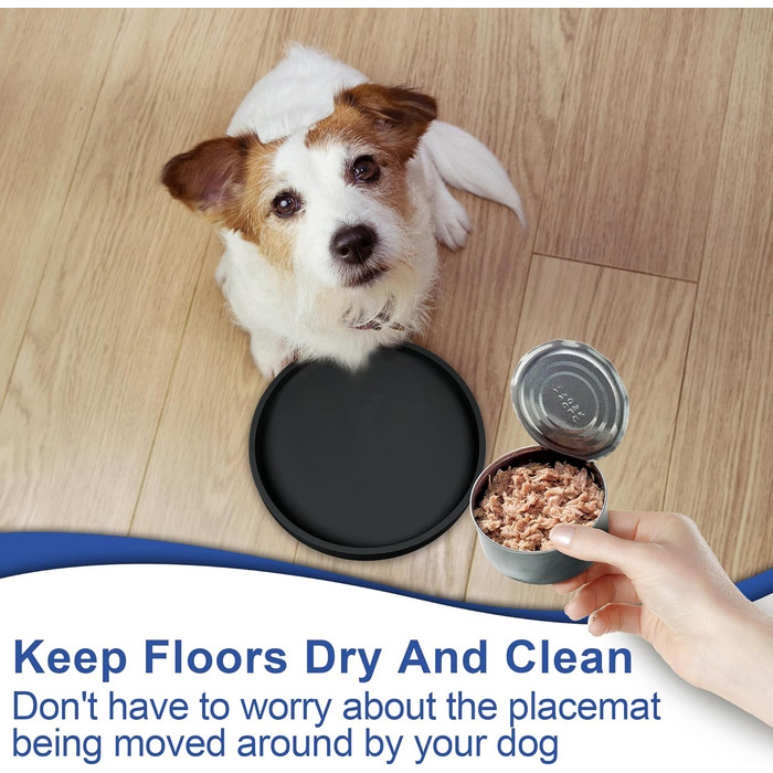 Силіконовий килимок для годування домашніх тварин Arespark, неслизький, водонепроникний, з піднятими бортиками, запобігає розливу, круглий, для собак, котів, цуценят, кошенят, 15,2 x 6, чорний