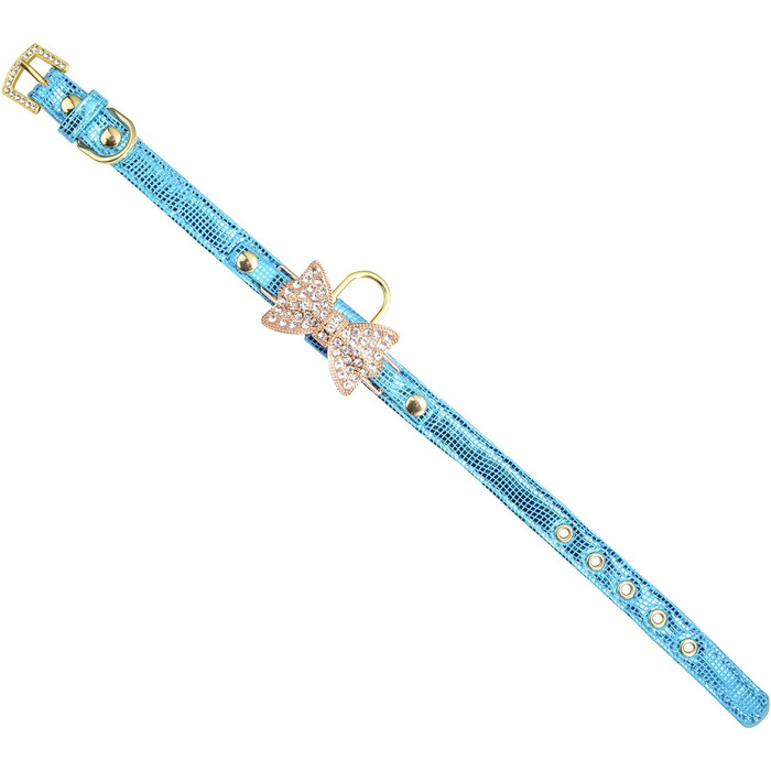 Шкіряне нашийник LOVPE з кільцем для маленьких собак/котів, регульований, розмір XS, рожевий (S, блакитний)