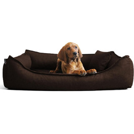Ортопедичне ліжко для собак Tierlando® Donald, прямокутне, з матрацом з віскоеластомеру, міцний оксфордський поліестер, неслизьке дно | 100x75 см | Колір: коричневий