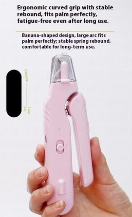 Ножиці для собак та котів з підсвічуванням, безпечні, з вбудованим точилом (рожеві)