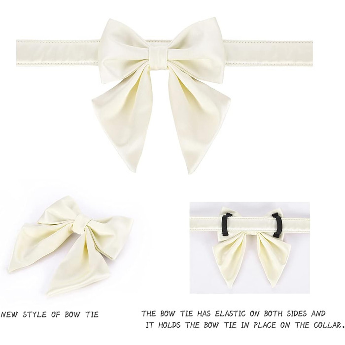 Нашийник для собак Lionet Paws з метеликом - зручний шовковий нашийник для маленьких собак, розмір 25-40 см. Білий комплект (1 шт.)