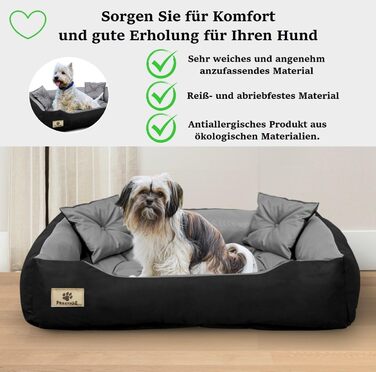 Ортопедичне собаче ліжко середнього розміру з водонепроникним матеріалом, миється, з силіконовою начинкою (сірий, M 75 x 65 см)