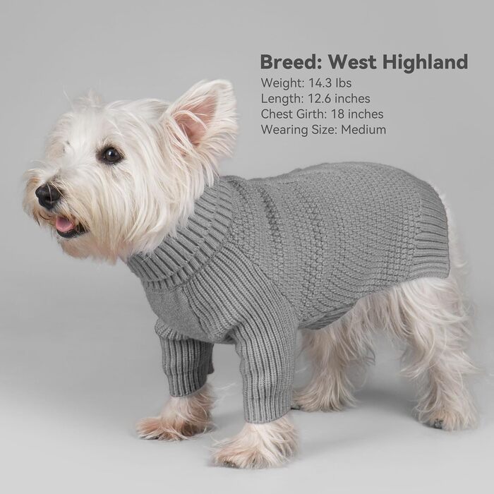 Пуловер з коміром-голкою для собак, в'язаний пуловер з повідком, отвором для повідка, одяг для собак у холодну погоду, пуловер для маленьких собак