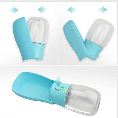 Водяна пляшка для собак WILIFDOM, портативна миска для подорожей, складна годівниця для прогулянок, походів, аксесуари для цуценят, водяна пляшка з фільтром з активованого вугілля, без витоку, харчовий силікон, блакитна