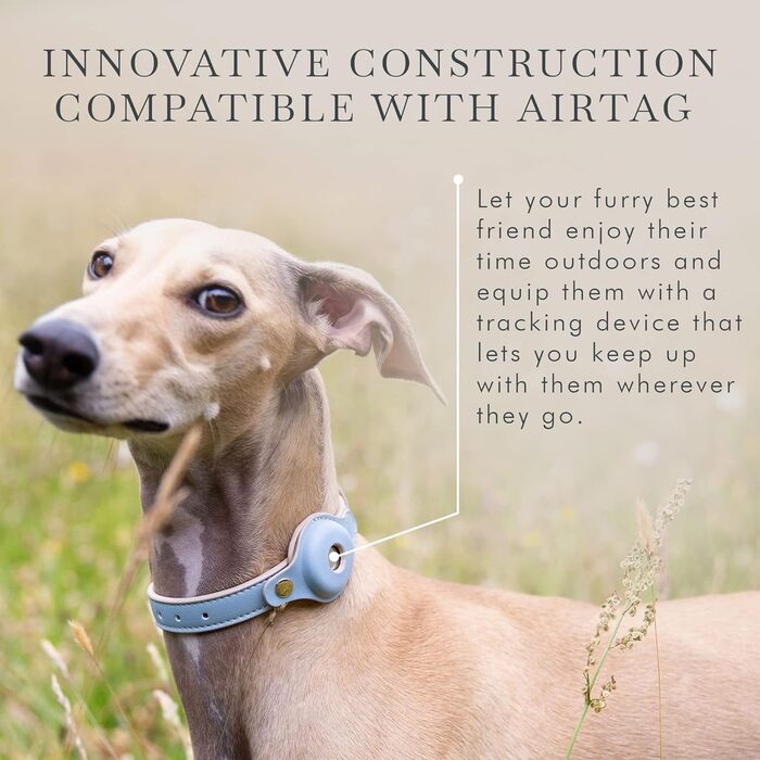 Собачий нашийник NINA WOOF Cupertino, синій, розмір M, з трекером, веганська шкіра