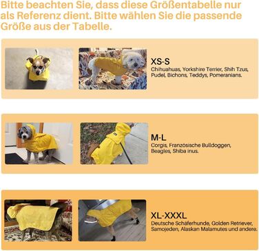 Водонепроникний дощовик для собак Eyein, жовтий, XS - теплий, з капюшоном та світловідбиваючими смугами