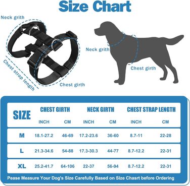 Шлейка для собак FEimaX для великих собак, тактична, не тягне, чорна, XL. Зручна, дихаюча, міцна, з м'якою підкладкою