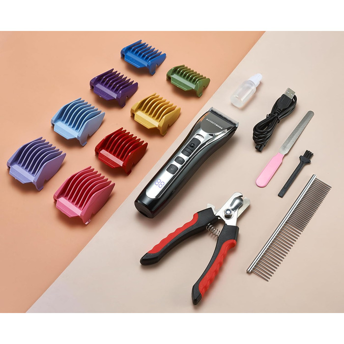 Набір для грумінгу тварин BarberBoss: бездротовий тихий тример для густого та спутанного хутра, акумуляторна шерстьова ножиця, тример для подушечок лап