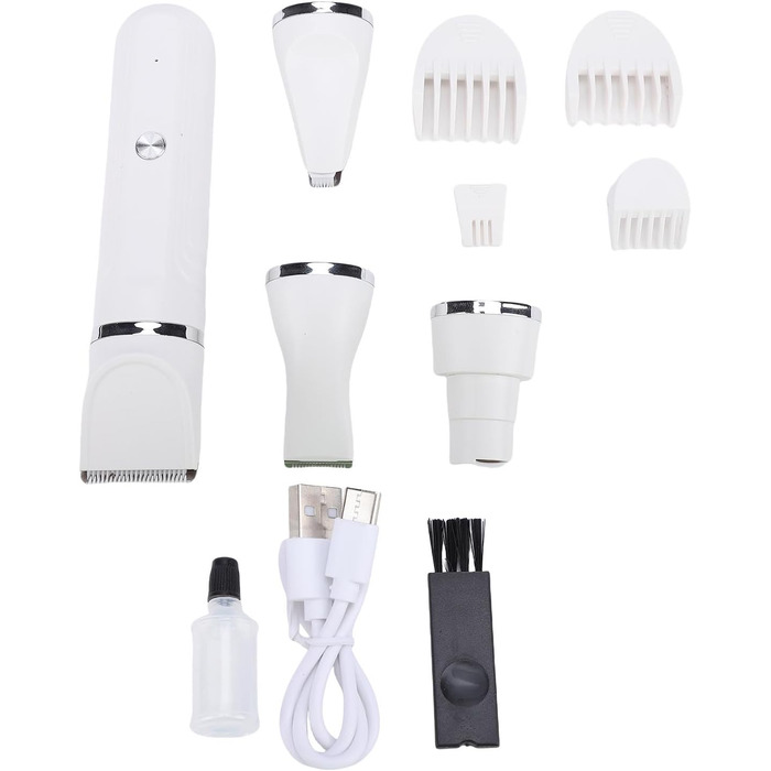 Машинка для грумінгу Haofy 4-в-1 для собак та котів, USB, тиха, бездротова, 60-90 хв, для дому та подорожей (біла)