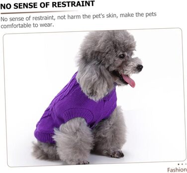 POPETPOP Пуловер для собак з акрилових волокон, теплий, для зими, фіолетовий (XXL), миючий, багаторазовий