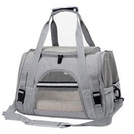 Транспортна переноска для тварин, переноска для кота, переноска для собак, підходить для маленьких собак, котів, кошенят, цуценят, зручний ремінь, регульований плечовий ремінь, для подорожей та прогулянок (Сірий)