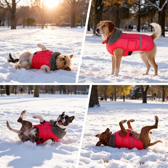 Зимовий теплий куртка для собак з регульованим коміром та світловідбиваючими елементами (Blue, XL, Wassermelonenrot)