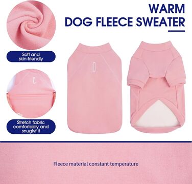 Теплий пуловер для собак з коміром FUAMEY, м'яка сорочка для маленьких собак, термо-світшот для цуценят з отвором для повідка, зручний халат, фліс, зимовий одяг, для Звергшпіца, Чихуахуа (Рожевий, S)