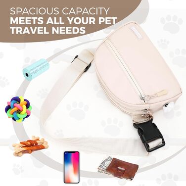 Сумка для дресирування собак Leckerlibeutel, кремового кольору, з контейнером для відходів та тримачем пакетів