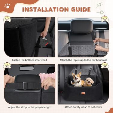 Автомобільний лежак для собак середніх та великих порід 78x55x53 см, знімний, миючий, з поводом, водонепроникний чохол, для великих собак