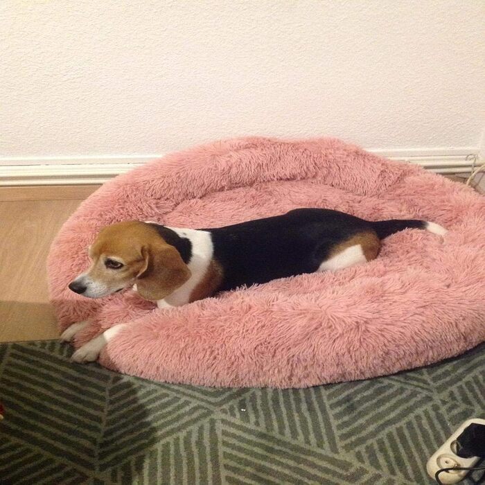 М'яке ліжко для собак та котів Loir: рожеве, 100 см, з антиковзким покриттям, миється, для великих порід