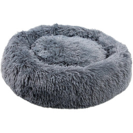 М'яке ліжко для собак та котів MEDISAFETY Milou - зручне хавчене ліжечко-острів для домашніх тварин, діаметр 50-80 см, кольори: світло-сірий, темно-сірий, бежевий, коричневий, розмір L (60 см - темно-сірий)