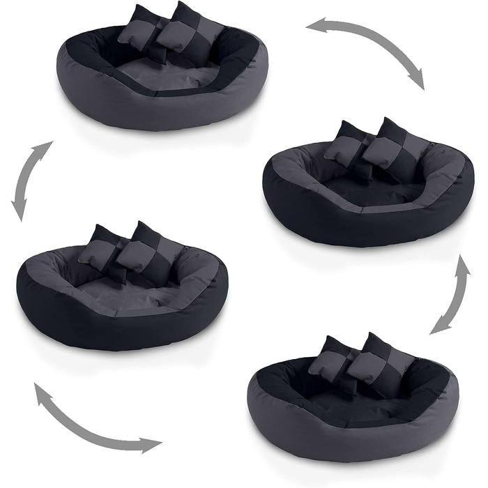 Кругле лежанка для собак BedDog® SABA 4в1, велика, XL, мокко-чорно-коричневий, 65x50x23 см, ROCK-FLOW (сірий/антрацит)