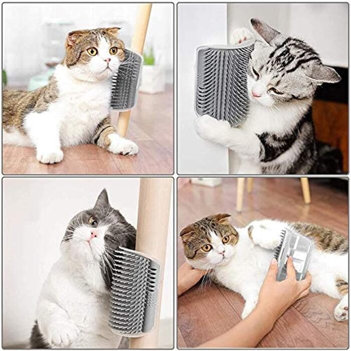 Щітка для котів, самостійний грумінг, для довгошерстих та короткошерстих котів, гребінець для догляду за шерстю, гачок для дверей, ніжок столу, кутів, маленька щітка для котів (рожевий, 8.5x13 см) 8.5x13 см Рожевий