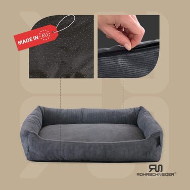 Крісло-ліжко для собак, антрацитова тканина Cord, 70x50 см, з подушкою та пакетиками для прибирання