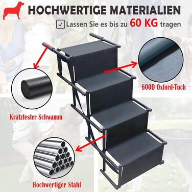 Рампа для собак, складана, до 60 кг, захист суглобів, для великих та маленьких собак, легко складна, для дому