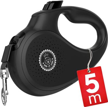 Витяжна повідка для собак HUND IST KÖNIG 8м для малих та великих собак | Міцна витяжна повідка з зручною ручкою | До 50кг | Чорний