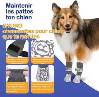 Шкарпетки для собак з антиковзаючою поверхнею для дому, сірі (S) - захист лап, запобігання слизькості