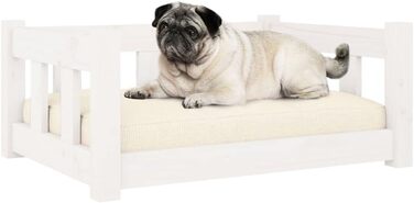 Собаче ліжко біле з масиву сосни 65,5x50,5x28 см - кошик для котів та собак середніх та великих порід