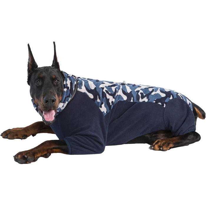 Зимовий комбінезон для собак з блискавкою, D-початком, світловідбиваючими смугами та регульованою протишерстю, вітрозахисна куртка для собак малих, середніх та великих порід, розмір M, блакитний. Розмір M: Довжина спини: 45 см, Обхват грудей: 63 см