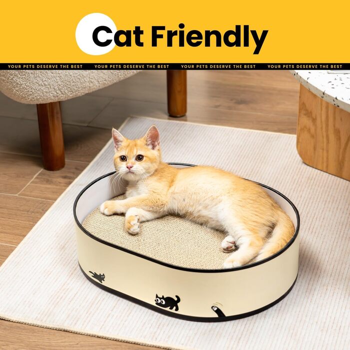 Кігтеточка для котів з будиночком та 4 змінними шарами - велика кігтеточка з міцного гофрокартону, двосторонні шари з наклейками DIY - лежанка для котів у квартирі, захист меблів, чорна, велика