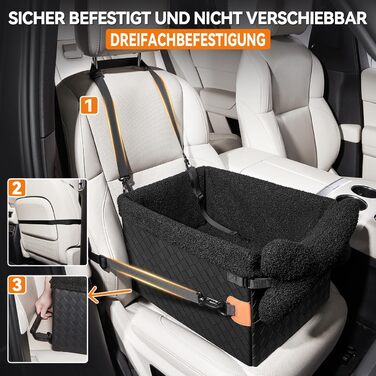 Автомобільний лежак для собак (чорний, великий) з кишенями та поворотком, підходить для собак малого та середнього розміру